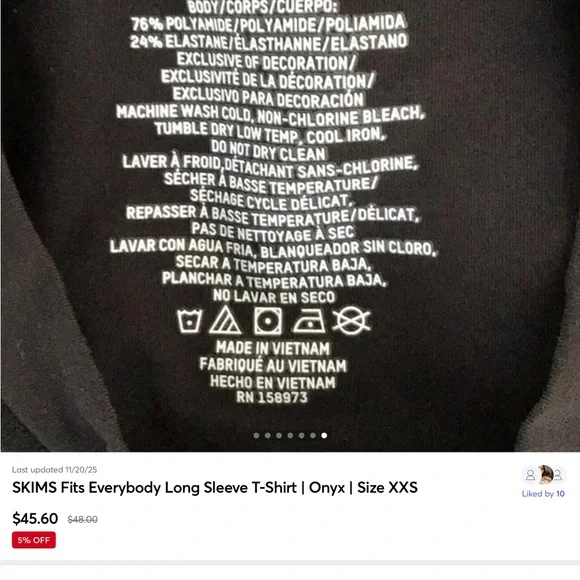 SKIMS Fits Everybody Long Sleeve T-Shirt | Onyx - Picture 5 of 13